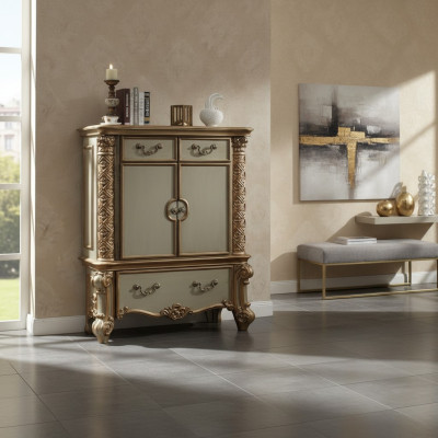 Buffet Kommode Kommoden Schrank Barock Rokoko Anrichte Konsole Gold Holz Neu