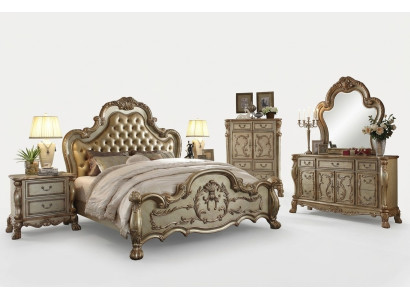 Bett 2x Nachttisch 3 tlg. Schlafzimmer Set Designer Luxus Betten Chesterfield