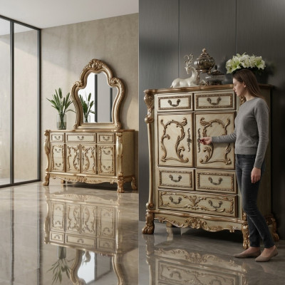 Klassische Barock Antik Stil Kommode Sideboard Kommoden Echt Holz Anrichte neu