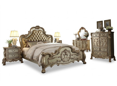 Schlafzimmer Set Nachttische Bett 5tlg. Klassisch Barock Rokoko Antik Stil Holz