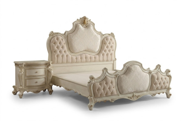 Klassisches Bett Barock Chesterfield Rokoko Hotel Stil Doppel Leder Antik