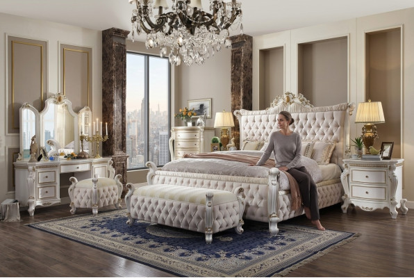 Chesterfield Bett Gepolsterte Betten Schlafzimmer Dekorative Ehebett Betten