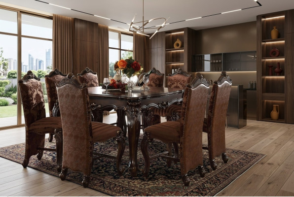Klassischer Esstisch Tisch Holz Garnitur Esszimmer 8x Stuhl Set Stühle