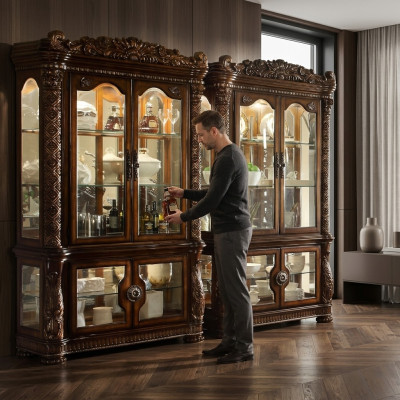 Vitrine Schrank Vitrinen Wohnzimmer Schau Schränke Barock Rokoko Holz