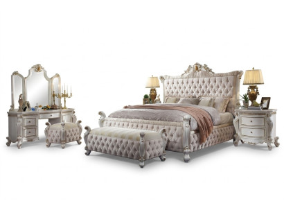 Klassisches Schlafzimmer Set Barock Rokoko Bett Nachttisch Kommode
