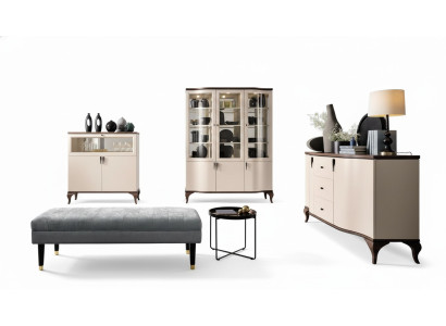 Wohnzimmer Möbel Set - Kommode Barschrank Vitrine 3tlg. Set Desing