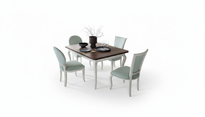 Klassischer Esstisch Garnitur Tisch Holz Esszimmer 4x Stuhl Stühle Set