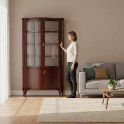 Klassische Vitrine Schrank Schränk Vitrinen Holz Wohnzimmer Anrichten