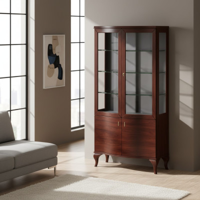 Klassische Vitrine Schrank Schränk Vitrinen Holz Wohnzimmer Anrichten