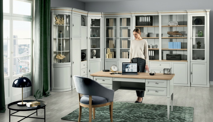 Büro Einrichtung Tisch mit Schubladen Arbeitszimmer Home Office Schreibtisch neu