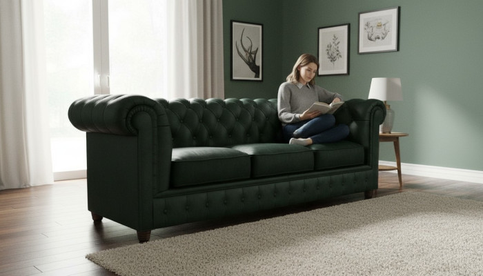 Chesterfield Couch Sofa Polster 3 Sitzer Couchen Sitz Garnitur Sofas Grüne