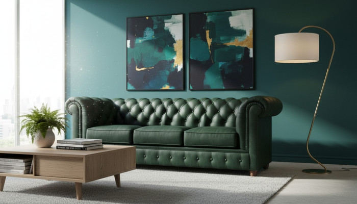 Chesterfield Couch Sofa Polster 3 Sitzer Couchen Sitz Garnitur Sofas Grüne