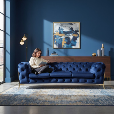 Chesterfield Sofagarnitur Sofa Couch Polster 3 2 1 Sitzer Leder Sofas Stoff Neu