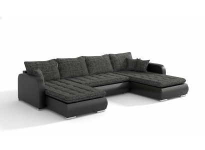 Design Ecksofa U-form Bettfunktion Couch Leder Textil Sofa Neu Wohnlandschaft