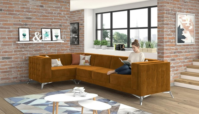 Textilsofa Couch Wohnlandschaft Garnitur Design Modern Sofa Ecksofa