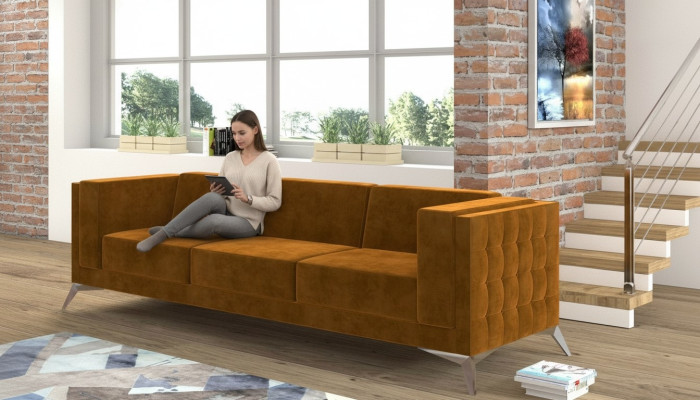 Big Couch Polster Sofa Textil Chesterfield Couchen Stoff xxl Dreisitzer 3 Sitzer