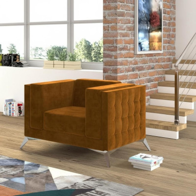 Chesterfield Sessel Couch 1 Sitzer Stoff Couchen Polster Neu Fernseh Sofa