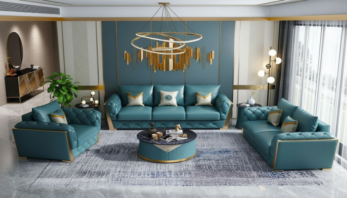 Sofagarnitur 3+2+1 Sitzer Wohnlandschaft Couch Sofa Polster Garnitur Sofas Leder