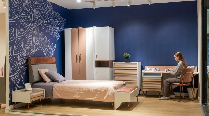 Komplett Jugendzimmer Kinderzimmer Set Kleiderschrank Kommode Schreibtisch 6tlg.