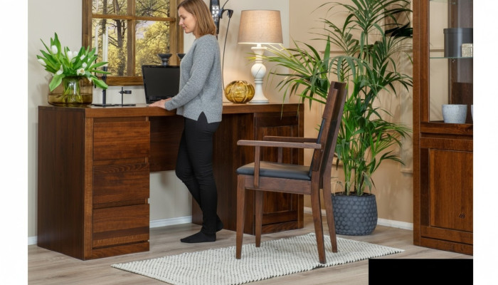 Büro set garnitur einrichtung tisch + sessel massiv holz möbel eiche vollholz