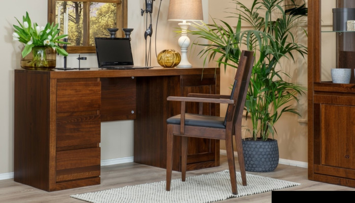 Büro set garnitur einrichtung tisch + sessel massiv holz möbel eiche vollholz