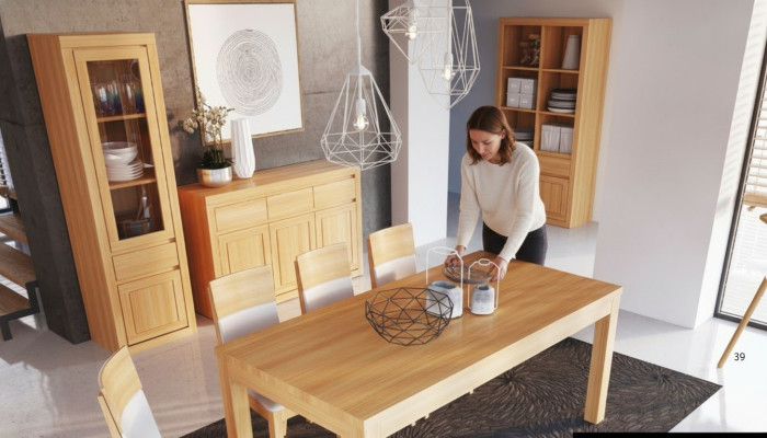 Wohnzimmer Garnitur Gruppe 8tlg. Set Kommode 4 Lehnstühle Vitrine Sideboard Neu