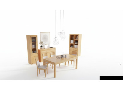 Wohnzimmer Garnitur Gruppe 8tlg. Set Kommode 4 Lehnstühle Vitrine Sideboard Neu