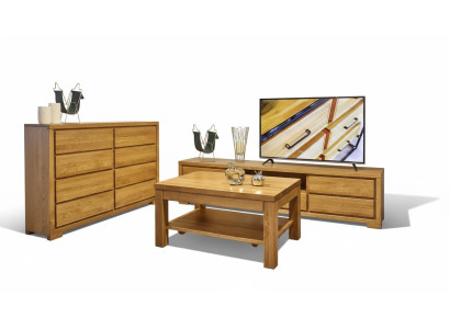 Wohnzimmer Holz Möbel Set Massive Kommode Sideboard Couchtisch rtv 3tlg. Set Neu