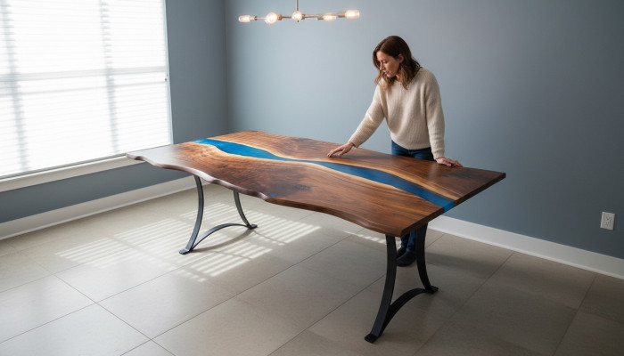 Esstisch River Table Echtes Holz Flusstisch 220x100 Massive Tische Epoxidharz