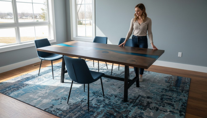 Epoxidharz Esstisch River Table Echtes Holz Massiv Tische 220x100