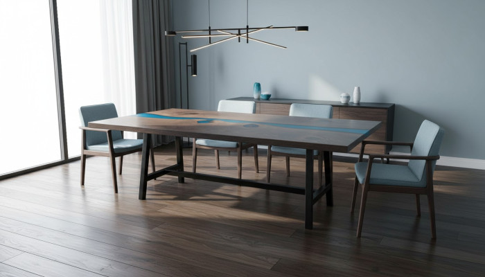Epoxidharz Esstisch River Table Echtes Holz Massiv Tische 220x100