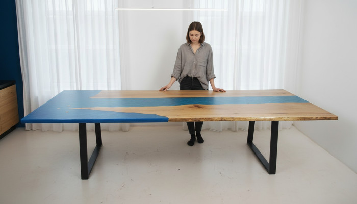 Esstisch River Table Echtes Holz Flusstisch Epoxidharz 260x100 Massive