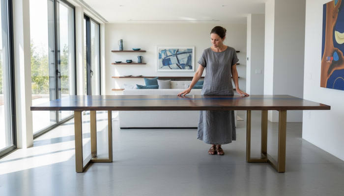 Epoxidharz Esstisch River Table Echtes Holz Massiv Deko Tische 220x100