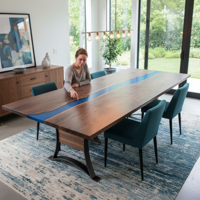 Epoxidharz Esstisch River Table 240x100 Flusstisch Neu Echtes Holz Tische