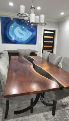 Epoxidharz Esstisch River Table Echtes Holz Massiv Tische 240x100 Flusstisch Neu