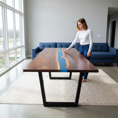 Epoxidharz Esstisch River Table Massiv 240x100 Flusstisch Neu Echtes