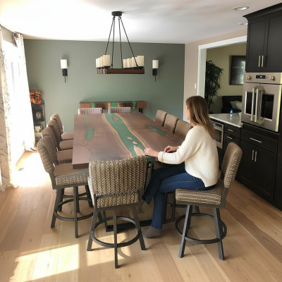 Esstisch River Table Massiv Tische 240x100 Flusstisch Epoxidharz Meer Waterfall