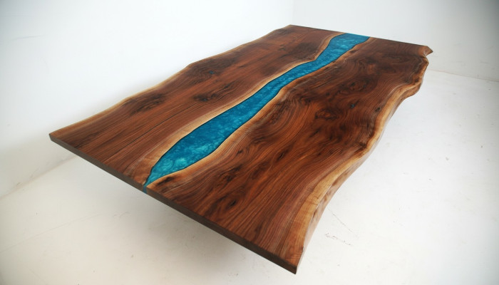 Flusstisch Esstisch River Table Massiv Deko Tische 240x100 Epoxidharz Meer