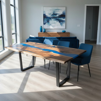 Tisch esstisch tische epoxid harz epoxy echtes holz massive design möbel 240x100