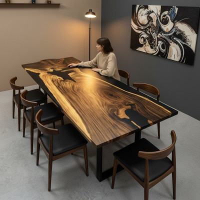 Epoxidharz Esstisch River Table Echtes Holz Massiv Deko Tische 240x100