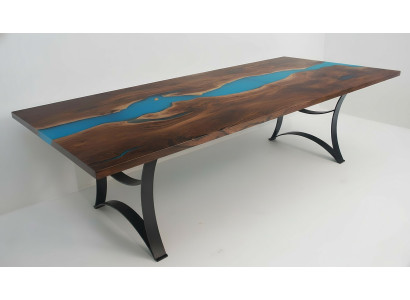 Esstisch tische epoxid harz echtes holz massive möbel epoxy tisch wasserfall neu