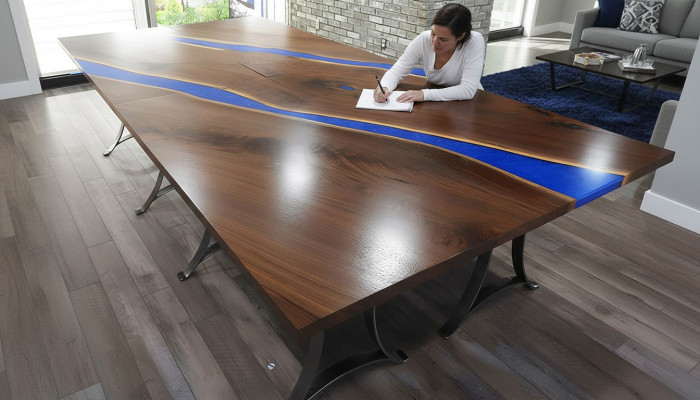 Holz Tisch Esszimmer Epoxy Resin Möbel Konferenztisch Epoxid Harz Giessharz neu