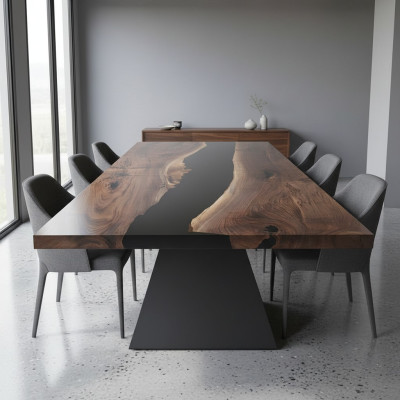Epoxid Harz Esstisch Echtes Holz Massive Möbel Wasserfall Epoxy Tisch 220x100cm