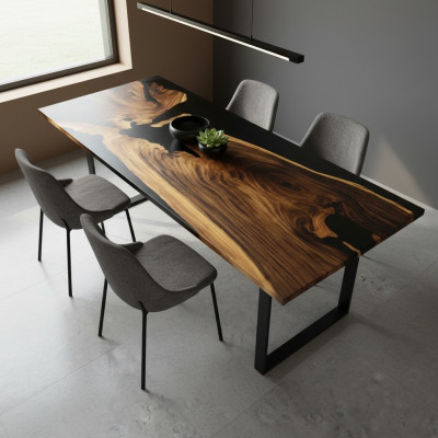 Tisch esstisch tische epoxid harz epoxy echtes holz massive möbel wasserfall