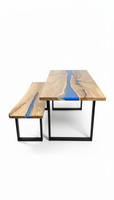 Design Tisch Bank Esstisch Küchentisch Wohnzimmer Tische Massiv 2tlg neu Bänke
