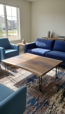 Fluss Tische Esstisch Design Tisch Moderne Meer Möbel 100x100 Epoxid Harz Ozean