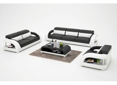 Wohnlandschaft Sofagarnitur 3+2+1 Sitzer Designer-Sofa Ledersofa Modernes Sofa