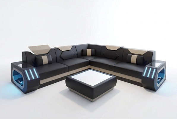 Design Eckcouch Ecksofa Wohnzimmer Möbel Lederpolster Couch Sofa