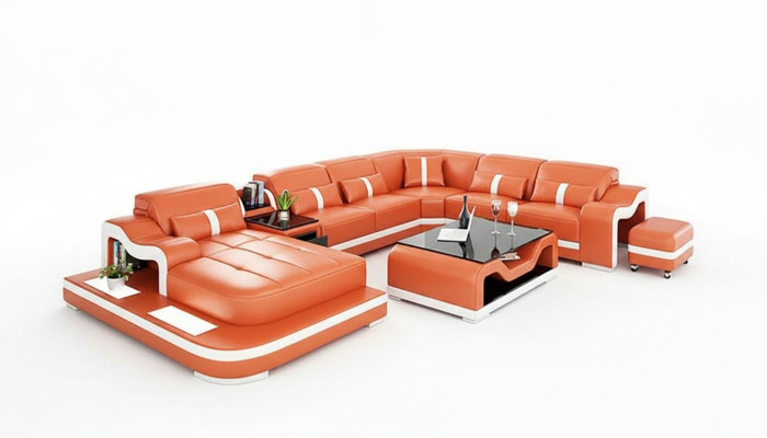 Design Ecksofa U Form Wohnlandschaft Designer Sofa Ledersofa Eckgarnitur Polster