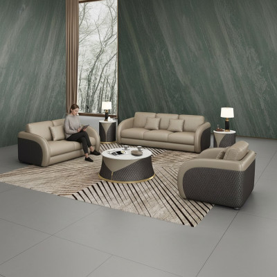 Garnitur Leder Designer Sofa Couch Polster 6tlg. Set Garnituren Couchtisch